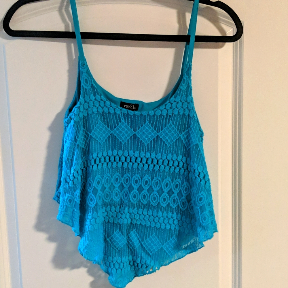 Rue21 Blue Lace Crop Top